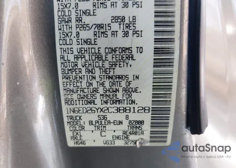 2002 Nissan Frontier Xe-V6 from USA, damaged, VIN 1N6ED26YX2C388128